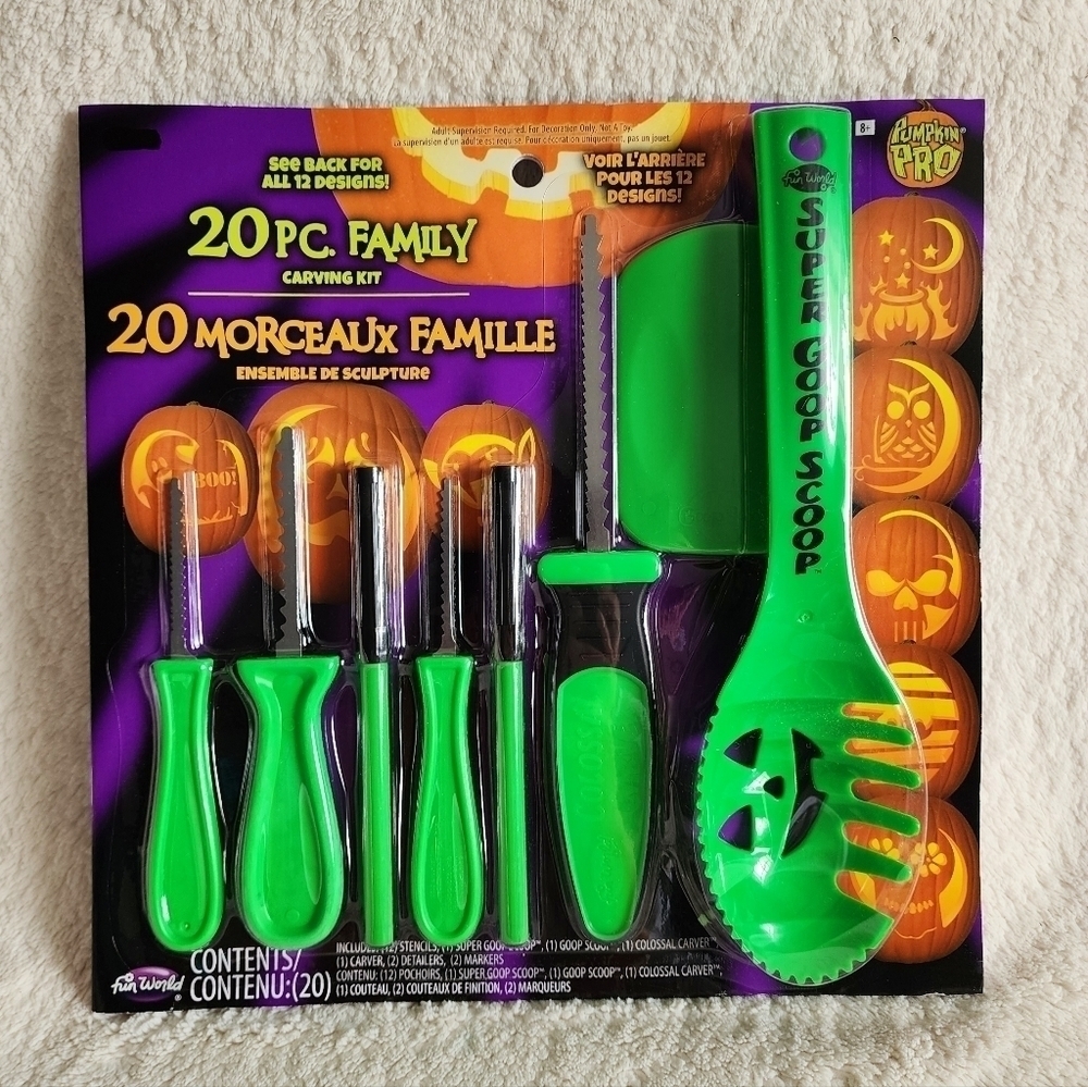 New Pumpkin Pro Family Pumpkin Carving Kit Halloween Crafts Stencils 20 Piece